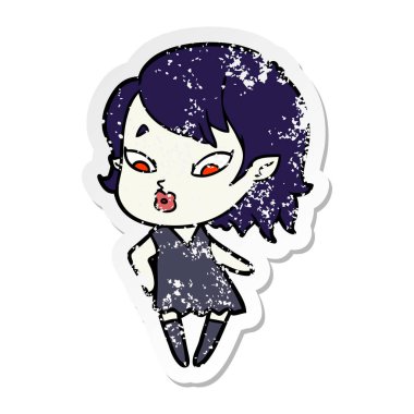sevimli çizgi vampir kız sıkıntılı etiket