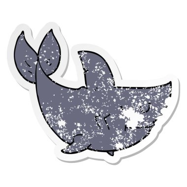 bir çizgi film köpekbalığı sıkıntılı etiket