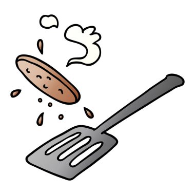 Degrade çizgi film doodle bir burger saygısız