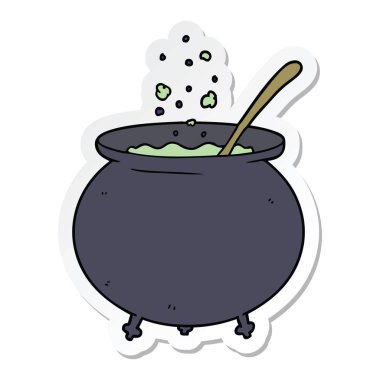 bir karikatür cadı kazan Sticker