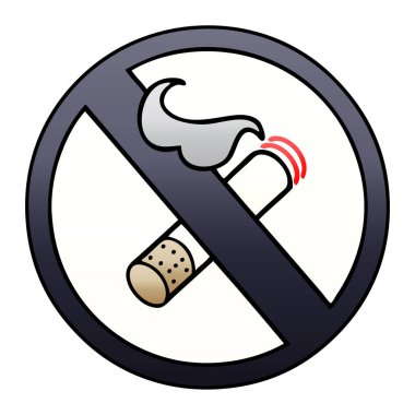 Degrade gölgeli karikatür bir Sigara İçilmez işareti izin