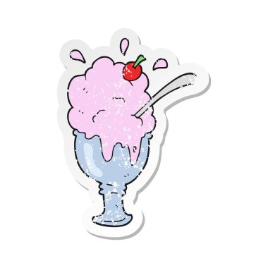 çizgi film dondurma Retro sıkıntılı etiket