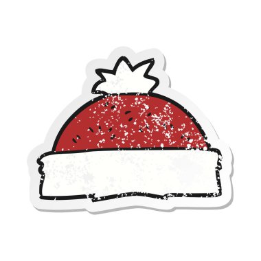 bir çizgi film kış şapka Retro sıkıntılı etiket