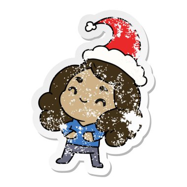 Noel sıkıntılı etiket karikatür kawaii kız