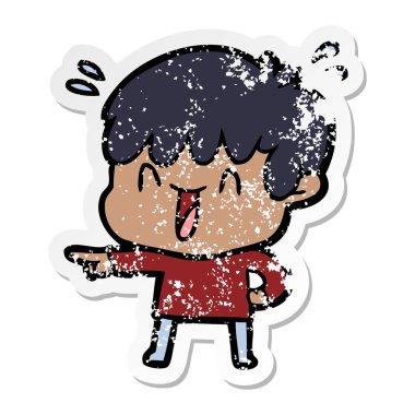 bir çizgi film gülen çocuk sıkıntılı etiket