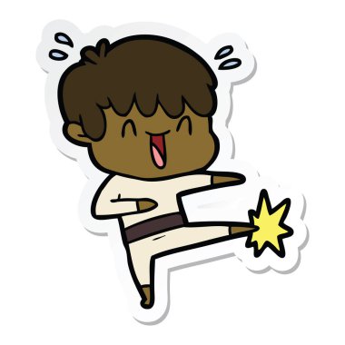 etiket bir karikatür gülen çocuk