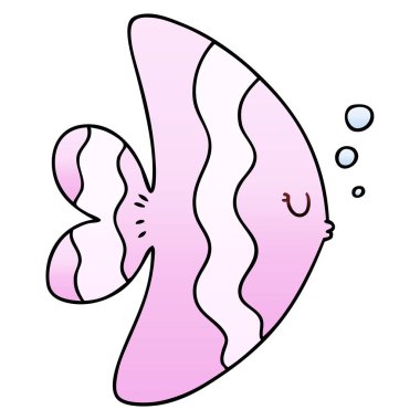 Degrade gölgeli ilginç çizgi film balık 