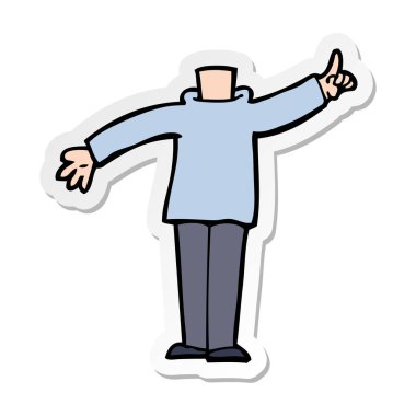 etiket yükseltilmiş el ile bir çizgi film vücut 