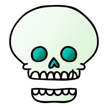 elle çizilmiş degrade çizgi film doodle kafatası baş