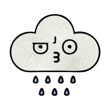 Retro grunge doku karikatür bir yağmur bulutu