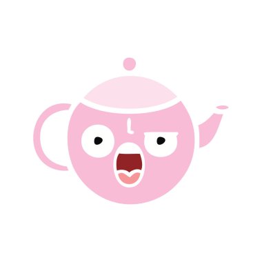 düz renk retro karikatür bir çaydanlık