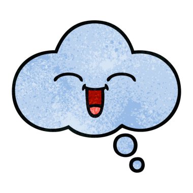 Retro grunge doku karikatür bir düşünce balonu