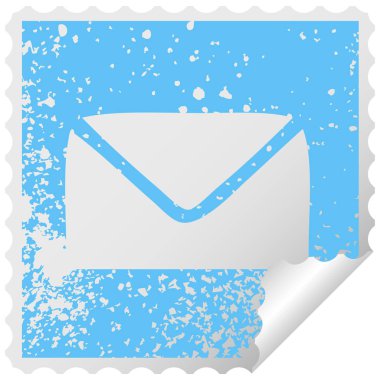 sıkıntılı kare etiketi simgesi kağıt zarf peeling