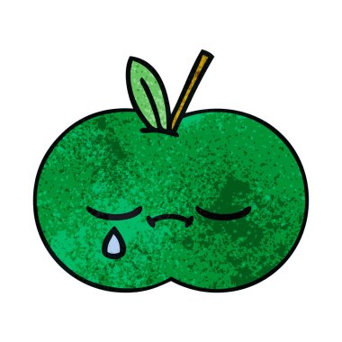 Retro grunge doku karikatür sulu elma