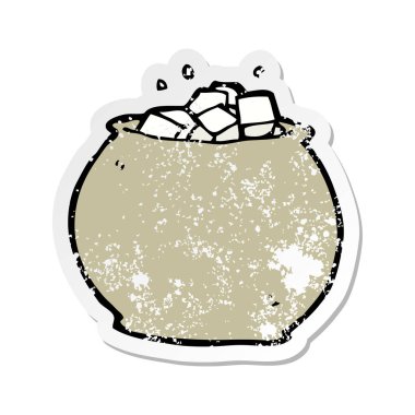 bir çizgi film kase şeker Retro sıkıntılı etiket