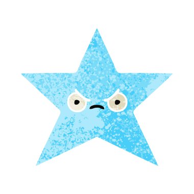 Retro illüstrasyon stil çizgi film yıldız balık