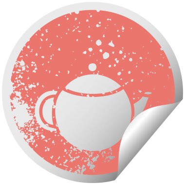 sıkıntılı dairesel peeling etiket simgesi kırmızı çaydanlık