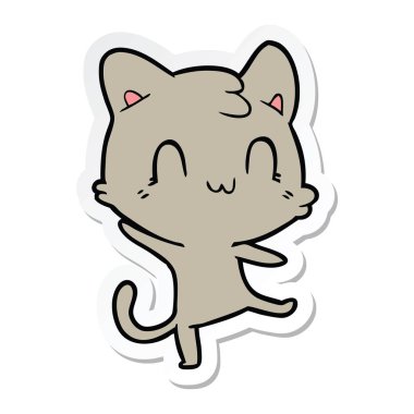 etiket bir karikatür mutlu kedi