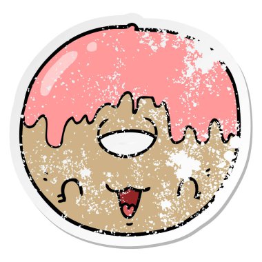 sevimli çizgi donut sıkıntılı etiket