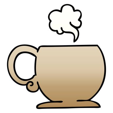 ilginç degrade gölgeli çizgi film sıcak içecek