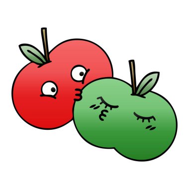 Degrade gölgeli karikatür elma
