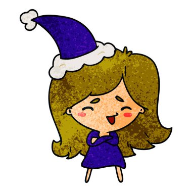 Noel dokulu karikatür kawaii kız el çekilmiş