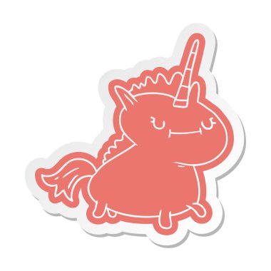 büyülü bir tek boynuzlu at çizgi film etiketi