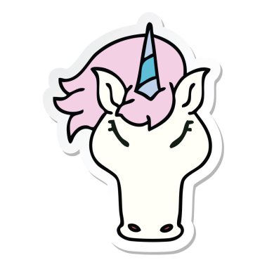 ilginç bir el etiket çizgi film tek boynuzlu at çizilmiş