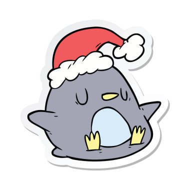 etiket bir sevimli çizgi penguen