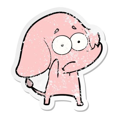 bir çizgi film emin filin sıkıntılı etiket