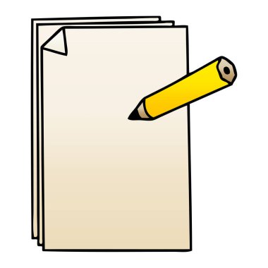 ilginç degrade gölgeli karikatür kağıt ve kalem