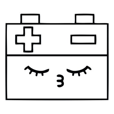 bir akü çizim karikatür