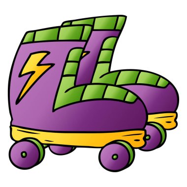 elle çizilmiş degrade çizgi film doodle, tekerlekli paten