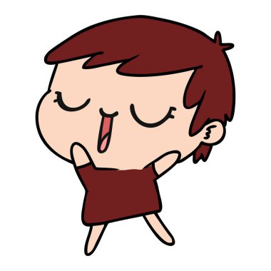 şirin kawaii kısa saçlı kız serbest çizilmiş karikatür