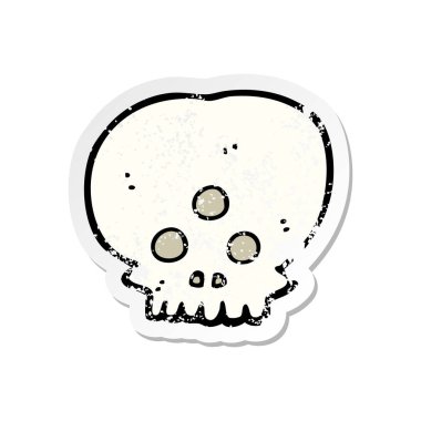 bir çizgi film mistik kafatası Retro sıkıntılı etiket