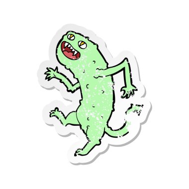 bir karikatür canavar Retro sıkıntılı etiket