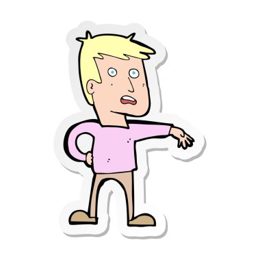 etiket bir çizgi film adamın kamp jest yapma