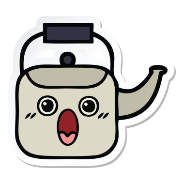 sevimli çizgi Kettle etiket