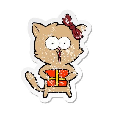 bir karikatür kedi sıkıntılı etiket