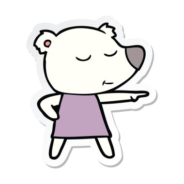 elbise giyen bir karikatür kutup ayısı etiketi