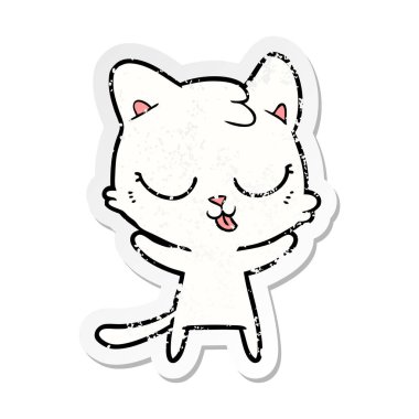sevimli çizgi kedi sıkıntılı etiket