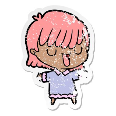 bir çizgi film kadının sıkıntılı etiket