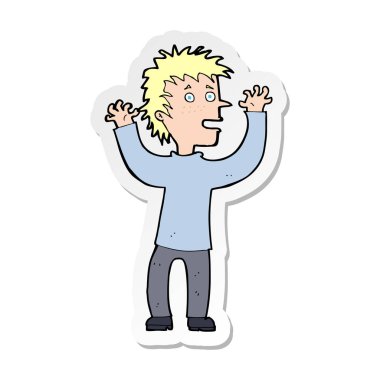 etiket bir çizgi film heyecanlı çocuk