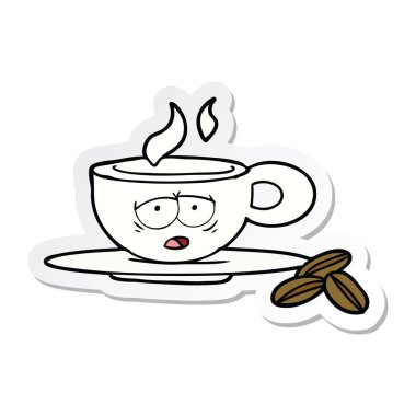 bir çizgi film espresso kupa etiket