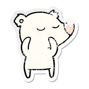 bir mutlu karikatür kutup ayısı sıkıntılı etiket