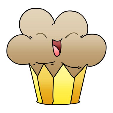 ilginç degrade gölgeli karikatür mutlu cupcake