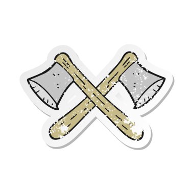 bir karikatür Retro sıkıntılı etiket eksenleri geçti