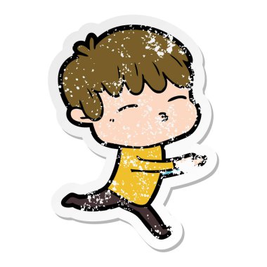 çizgi film meraklı bir çocuk sıkıntılı etiket