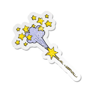 bir çizgi film sihirli değnek Retro sıkıntılı etiket