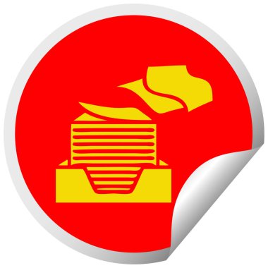 dairesel peeling etiket karikatür ofis kağıt yığını